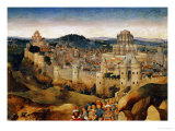The Crucifixion  Oil  in the Background Jerusalem with Temple and Turreted Walls