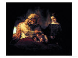 Jacob Blessing His Grandchildren Ephraim and Menasse  Parents Joseph and Anasth
