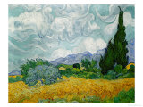 Wheatfield with Cypresses  c1889