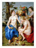 Ceres and Two Nymphs  Animals and Fruit by Snyders  Painted Between 1620-28
