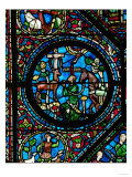 Gothic Stained Glass  Placidus Meets a Stag with Cross Between the Antlers and Becomes a Christian