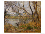 Banks of the River Oise Near Pontoise  Grey Sky  1878