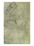 Sitting Half-Nude with Closed Eyes
