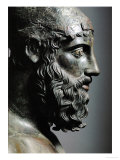 Riace Bronze (B)  Head of Bronze Statue of a Young Man with Helmet  Detail