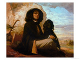 Self-Portrait with Black Dog
