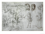 Rape of Europa  Lion's Heads  Archer  Sage  Skull  Drawing