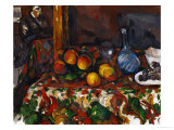 Still Life with Peaches  Carafe and Figures  circa 1900