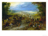 Bandits Attacking a Convoy of Horse Drawn Carts