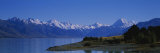 Lake in Front of a Mountain Range  Lake Pukaki  Mt Cook  Southern Alps  New Zealand