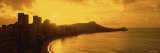 Sunrise View of City and Beach  Waikiki Beach  Honolulu  Hawaii  USA