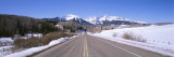 Highway in Front of Snowcapped Mountains  Telluride  Colorado  USA