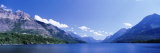 Mountain Range along a Lake  Glacier National Park  Waterton Lakes National Park  Alberta  Canada