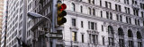 Traffic Light in Front of a Building  Wall Street  New York  USA