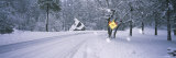 Signboard on a Snow Covered Roadside  Yosemite National Park  California  USA