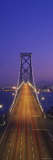 Suspension Bridge Illuminated at Night  Bay Bridge  San Francisco  California  USA