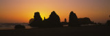 Silhouette of Rock Formations at Sunset  Pacific Ocean  Boardman State Park  Oregon  USA