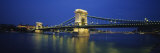 Suspension Bridge Lit Up at Dusk  Chain Bridge  Budapest  Hungary