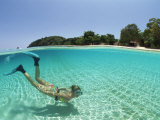 Split Level Shot of Snorkler Swimming  Malaysia