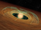 This Artist's Concept Shows a Dusty Planet-Forming Disk in Orbit Around a Whirling Young Star
