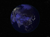 Full Earth Showing City Lights Centered on Asia 2001