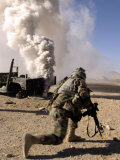 A US Army Soldier Reacts to a Controlled Explosion