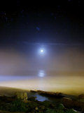 Moonset Over the Sea with Pleiades Cluster
