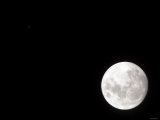 View of a Full Moon  Also Shows Mars  Which Appears as a Small Dot