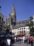 Spire and Part of the Cathedral from Groen Plaats  Antwerp  Belgium