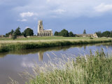 River Nene and Fotheringay Church  Northamptonshire  England  United Kingdom
