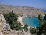 Lindos Beach from the Acropolis  Rhodes  Greek Islands  Greece