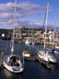 Boats  with Dover Castle Beyond  Dover  Kent  England  United Kingdom