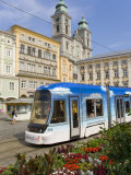 Tram and Old Cathedral  Hauptplatz  Linz  Austria