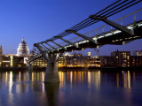 Millennium Bridge and St Pauls Cathedral  London  England  UK