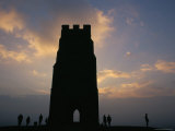 Silhouette of Glastonbury Tor  Somerset  England  UK