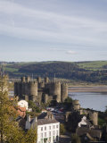Medieval Conwy Castle  Unesco World Heritage Site  with River Conwy Estuary Beyond  Conwy  Wales