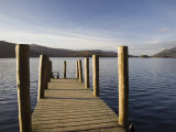 Wooden Jetty at Barrow Bay Landing on Derwent Water Looking North West in Autumn