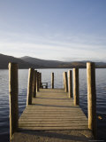 Wooden Jetty at Barrow Bay Landing on Derwent Water Looking North West in Autumn
