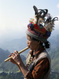 Ifugao Person Playing a Pipe  Northern Area  Island of Luzon  Philippines  Southeast Asia