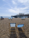 Deck Chairs and Pier  Brighton Beach  Brighton  Sussex  England  United Kingdom