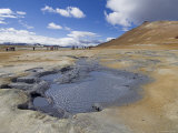 Tourists Around the Hot Mud Pools at Namaskard Thermal Area  Near Lake Myvatn  Iceland