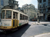 Tram in the Baixa District  Lisbon  Portugal