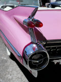 Close-Up of Fin and Lights on a Pink Cadillac Car