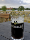 Vilkmerges  Lithuanian Dark Beer  with Trakai Castle in the Background  Lithuania