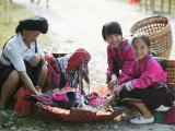 Woman and Girls of Yao Minority  Longsheng Terraced Ricefields  Guilin  Guangxi Province  China