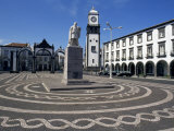 Main Square with Cabral Statue  Ponta Delgada  Sao Miguel Island  Azores  Portugal  Atlantic