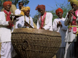 Local Musical Group Showing Large Drum  Rajasthan State  India