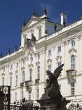 Statue of Battling Titans in Foreground  Archbishops's Palace  Prague  Czech Republic