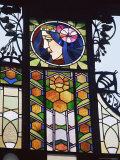 Detail of Art Nouveau Glasswork on the Community House  Prague  Czech Republic