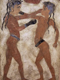 Fresco of Children Boxing from Akrotiri  Island of Santorini  Greece
