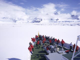 Tourists on Deck of a Cruise Ship  Sea Ice Cruising in Fast Ice  Antarctic Peninsula  Antarctica
